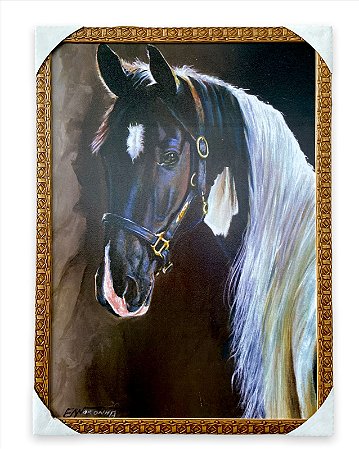Quadro Decorativo Cavalo Pampa de Preto 50x70cm