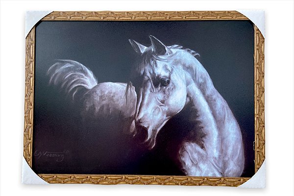 Quadro Decorativo Cavalo Branco 50x70cm Paisagem Pinturas
