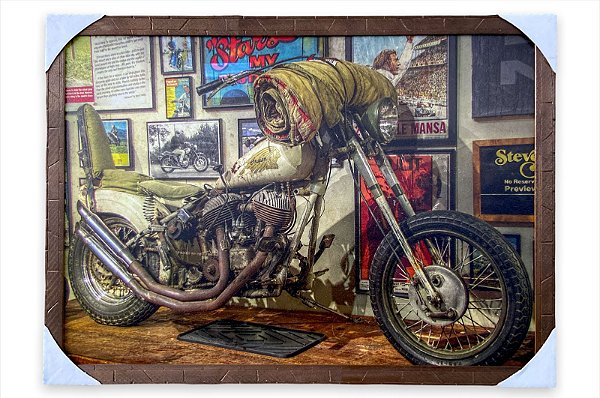 Quadro Decorativo Retrô Moto Custom Indian 50x70cm