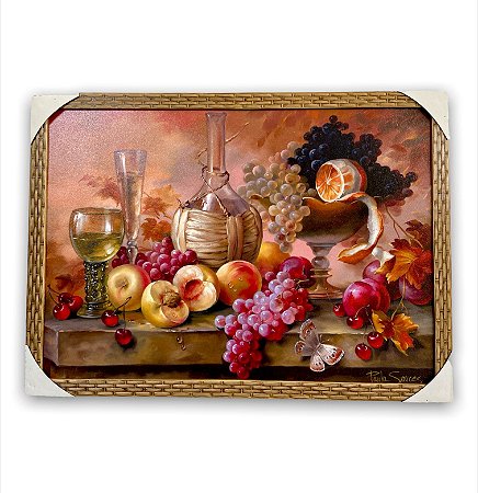 Quadro Decorativo Tema Natureza Morta Taça Vinho 50x70cm