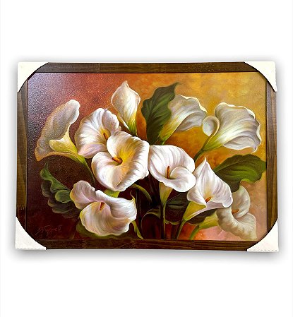 Quadro Decorativo Tema 10 Copos de Leite Moldurado 50x70cm