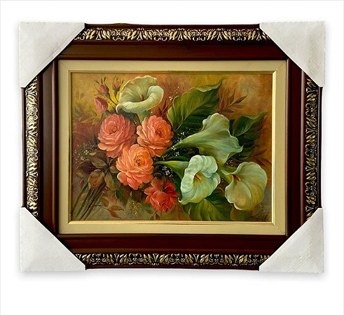Quadro Decorativo Tema Flores Copo de Leite Moldura 30x40