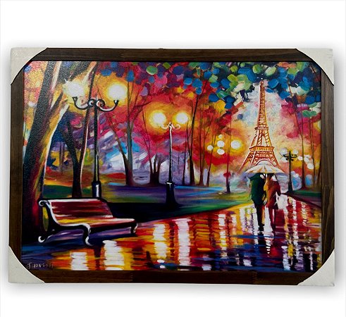 Quadro Decorativo Paris França Torre Eiffel Colorido 50x70Cm