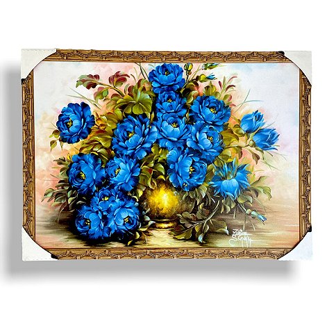 Quadro Decorativo Imagem Flores Azul Paisagem 50x70cm