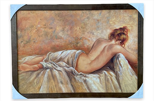Quadro Decorativo Tema Mulher Deitada Moldurado 50x70cm