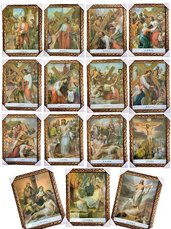 Via Sacra Conjunto De Quadros 15 Estações 33x43cm