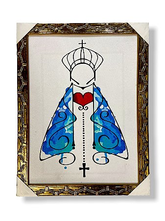 Quadro Nossa Senhora Aparecida Pintura Aquarela 30x40cm