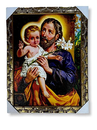 Quadro Sao Jose Com Menino Jesus Decorativo 30x40cm