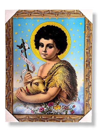Quadro São Joao Batista Menino Decorativo 30x40cm Moldura
