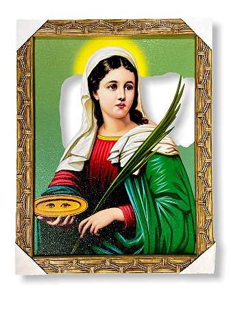 Quadro Santa Luzia Decorativo De Parede 30x40cm Com Moldura