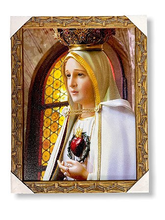 Quadro Nossa Senhora de Fatima Decorativo 30x40cm Moldura