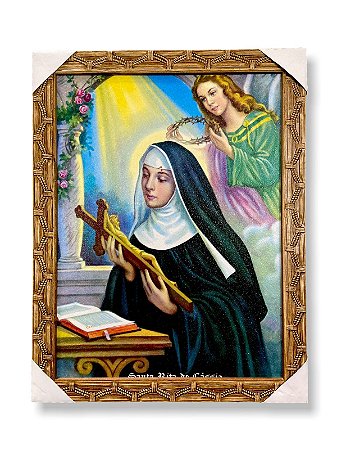 Quadro Santa Rita De Cassia Decorativo 30x40cm Com Moldura