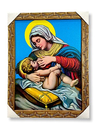 Quadro Aleitamento De Jesus Decorativo 30x40cm Com Moldura