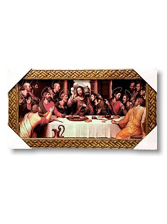 Quadro Santa Ceia Decorativo Apostolos Com Jesus 60x30cm