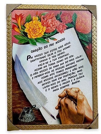 Quadro Oração Do Pai Nosso Decorativo Grande 70x50cm