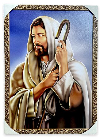 Quadro Bom Pastor Decorativo Grande 70x50cm