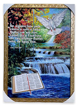 Quadro João 7:37 Biblico Decorativo Grande 70x50cm