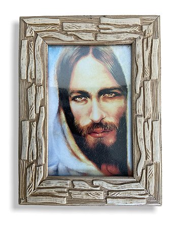 Quadro Face de Jesus Cristo com Vidro Decorativo 20x15