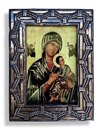 Quadro Nossa S Do Perpetuo Socorro Bizantino com Vidro 20x15