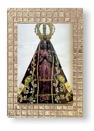 Quadro Nossa Senhora Aparecida Rogai Por Nós c/ Vidro 20x15
