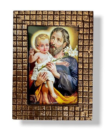 Quadro São José Decorativo com Vidro 20x15