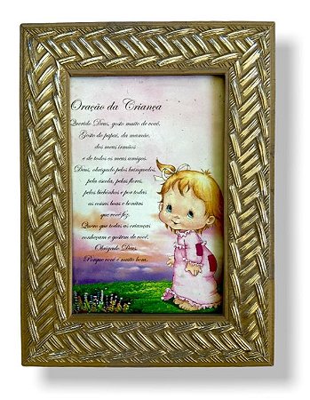 Quadro Oração Da Criança Quarto de Menina com Vidro 20x15