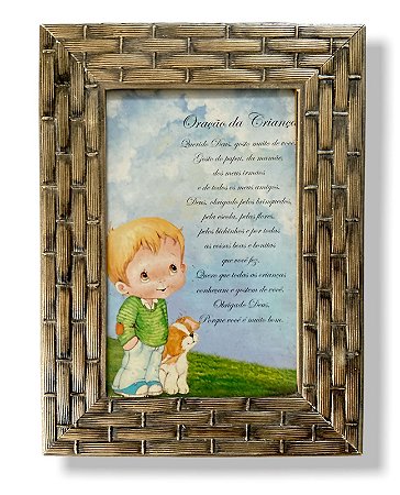 Quadro Oração Da Criança Quarto de Menino com Vidro 20x15