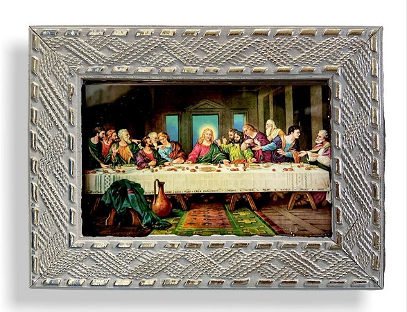 Quadro Santa Ceia Decorativo com Vidro 20x15