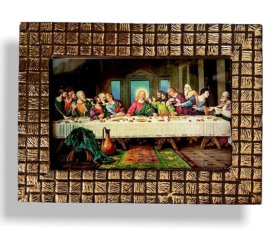 Quadro Santa Ceia Decorativo com Vidro 20x15