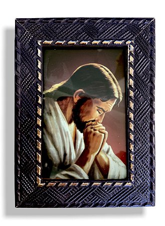 Quadro Decorativo Jesus Orando Com Vidro Pequeno 20x15