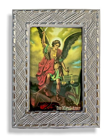 Quadro São Miguel Arcanjo Com Vidro Decorativo 20x15