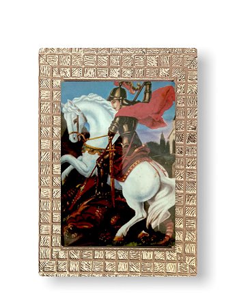 Quadro São Jorge Pequeno Com Vidro Decorativo 20x15