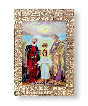 Quadro Sagrada Familia Com Vidro Pequeno Decorativo 20x15