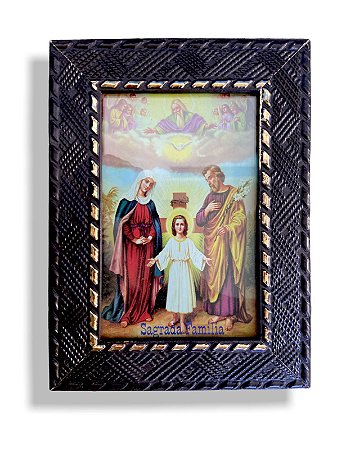 Quadro Sagrada Familia Com Vidro Pequeno Decorativo 20x15