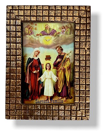 Quadro Sagrada Familia Decorativo Com Vidro 20x15