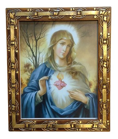 Quadro Sagrado Coração De Maria Decorativo Resinado 25x30