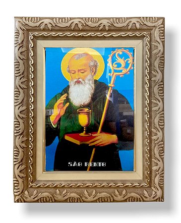 Quadro De São Bento Decorativo Parede 43x38cm