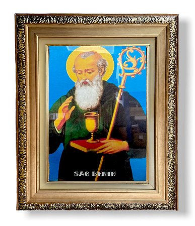 Quadro De São Bento Decorativo Parede 43x38cm