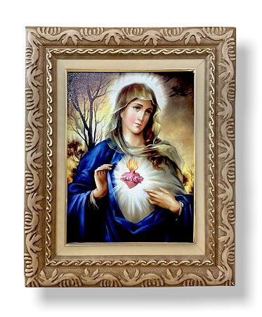 Quadro Imaculado Coração De Maria Decorativo Parede 43x38cm