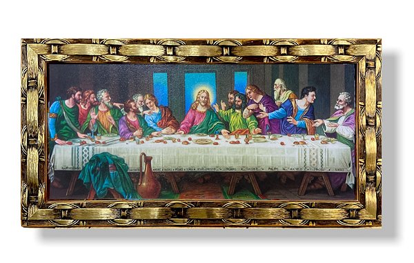 Quadro Santa Ceia Decorativo Parede Horizontal 63x33cm