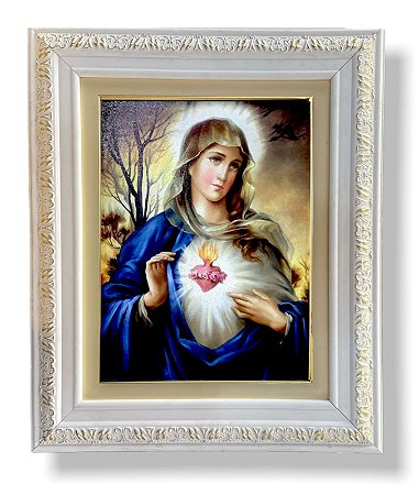 Quadro Coração De Maria Decorativo Parede Resinado 57x47