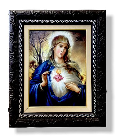 Quadro Sagrado Coração De Maria Decorativo Resinado 57x47