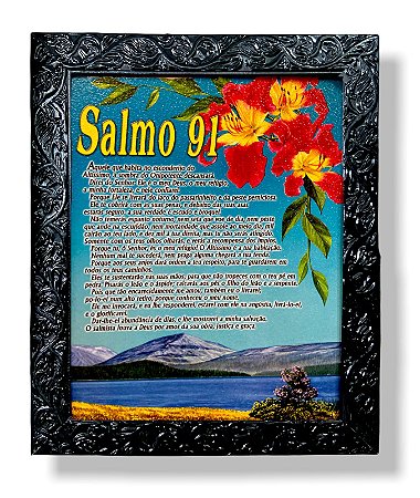 Quadro Decorativo  Salmo 91 Parede Resinado 25x30