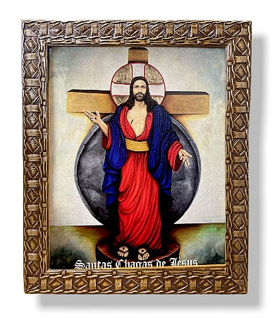 Quadro Santa Chagas Jesus Decorativo Parede Resinado 25x30