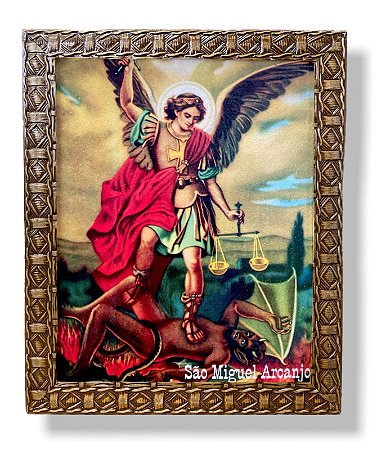 Quadro São Miguel Arcanjo Decorativo Parede Resinado 25x30