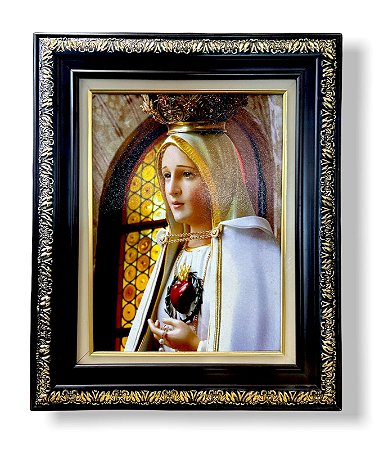 Quadro Sagrado Coração De Fatima Parede Resinado 57x47
