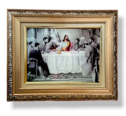 Quadro Santa Ceia Parede Grande Imagem Resinada 57x47