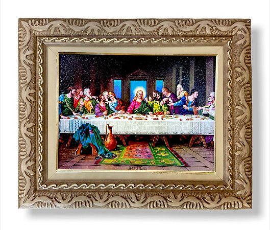 Quadro Santa Ceia 12  Apostolos Grande Imagem Resinada 57x47