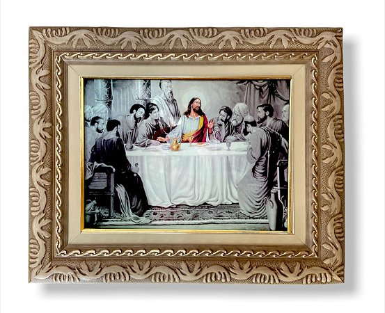 Quadro Parede Santa Ceia 12  Apostolos Imagem Resinada 57x47