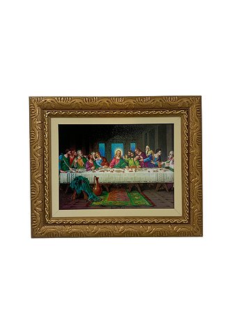 Quadro Decorativo Santa Ceia Imagem Resinada Luxo 57x47